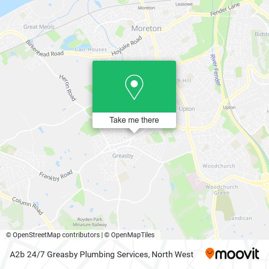 A2b 24 / 7 Greasby Plumbing Services map