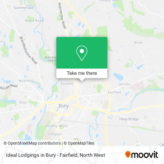 Ideal Lodgings in Bury - Fairfield map