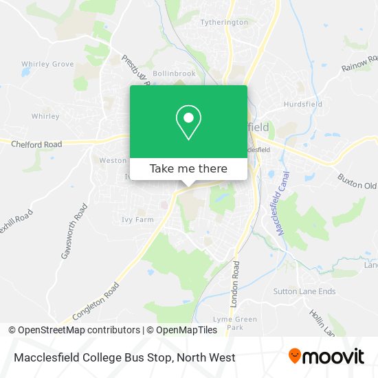 Macclesfield College Bus Stop map