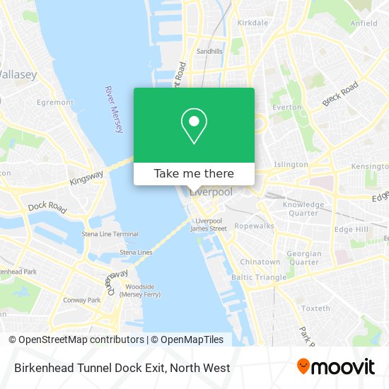 Birkenhead Tunnel Dock Exit map