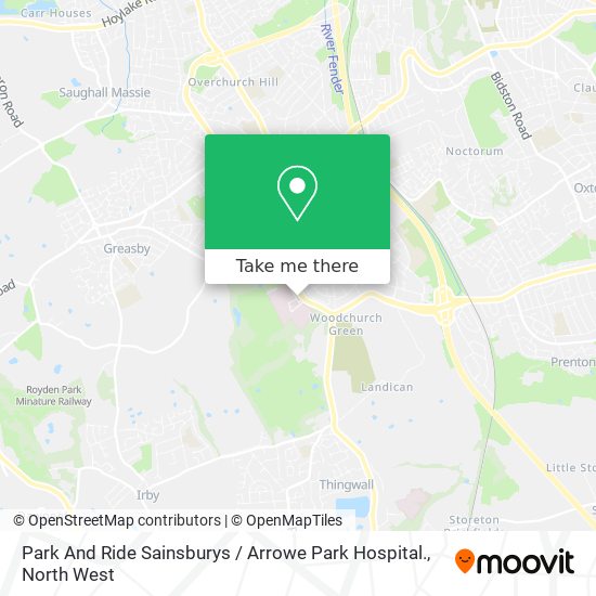 Park And Ride Sainsburys / Arrowe Park Hospital. map