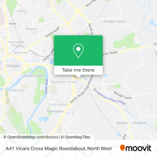 A41 Vicars Cross Magic Roundabout map
