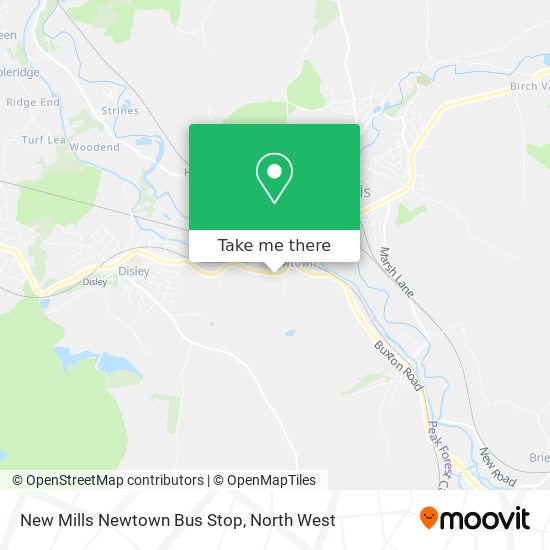 New Mills Newtown Bus Stop map
