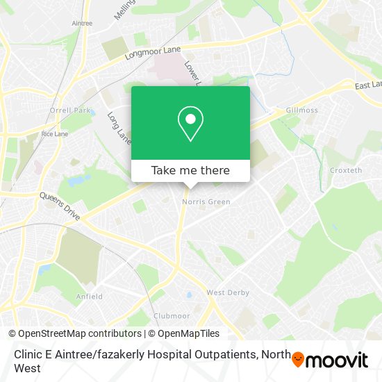 Clinic E Aintree / fazakerly Hospital Outpatients map