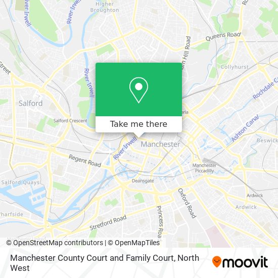Manchester County Court and Family Court map