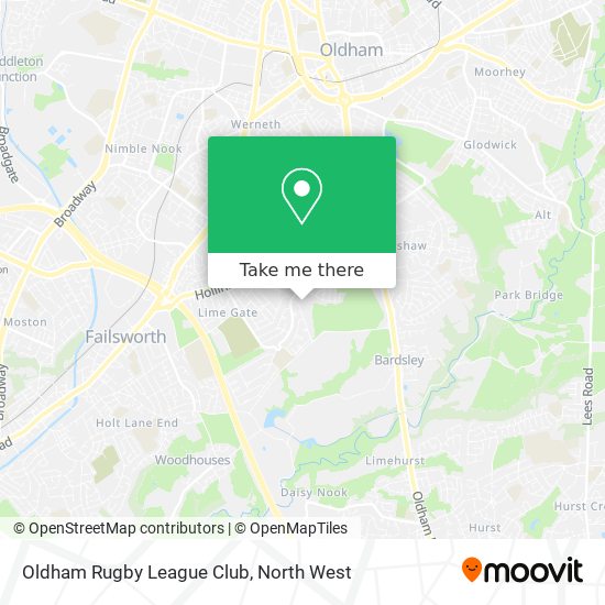 Oldham Rugby League Club map