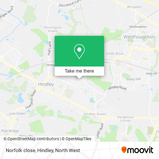 Norfolk close, Hindley map