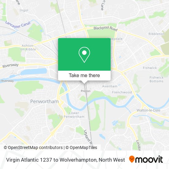 Virgin Atlantic 1237 to Wolverhampton map