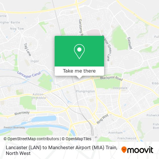 How to get to Lancaster LAN to Manchester Airport MIA Train in