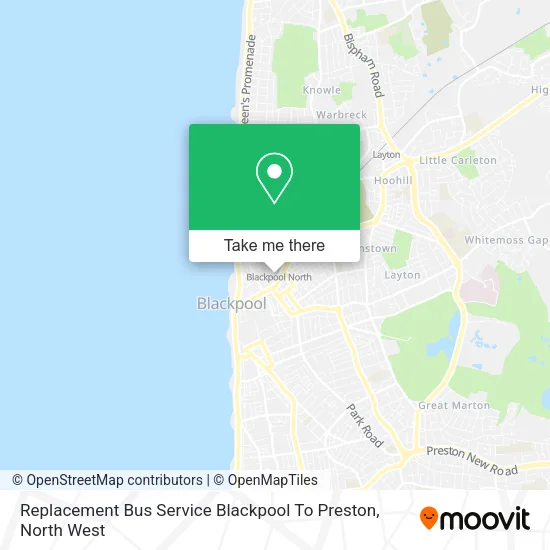 Replacement Bus Service Blackpool To Preston map