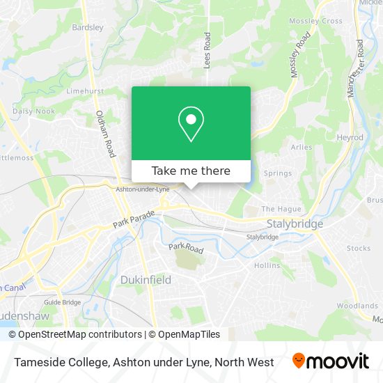 Tameside College, Ashton under Lyne map