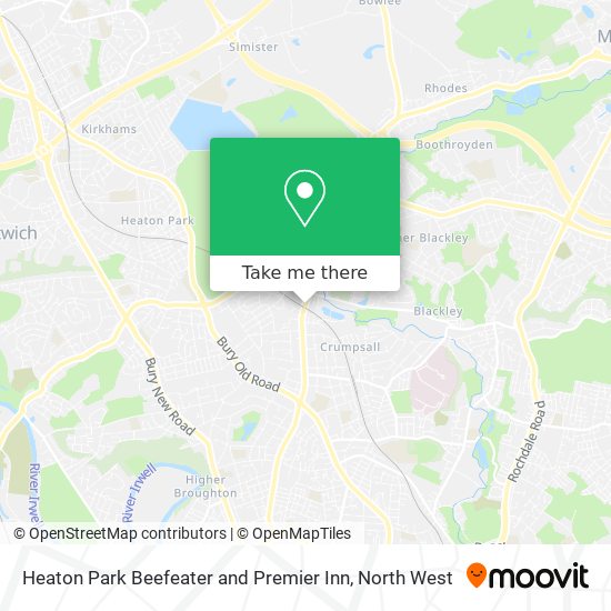 Heaton Park Beefeater and Premier Inn map