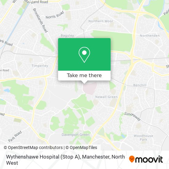 Wythenshawe Hospital (Stop A), Manchester map