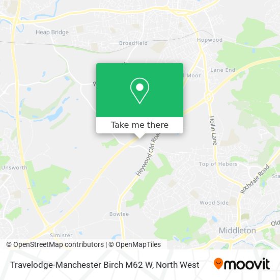 Travelodge-Manchester Birch M62 W map