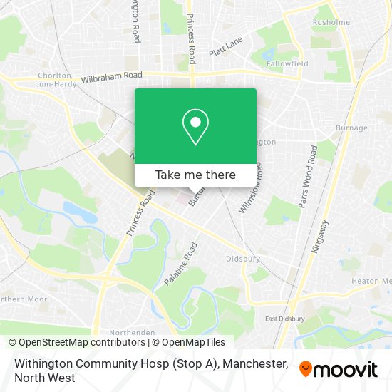Withington Community Hosp (Stop A), Manchester map
