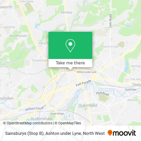 Sainsburys (Stop B), Ashton under Lyne map