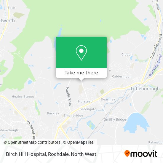 Birch Hill Hospital, Rochdale map