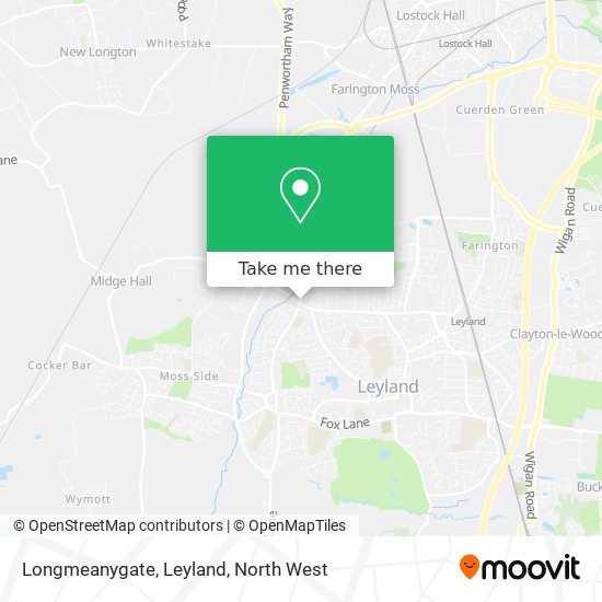 Longmeanygate, Leyland map