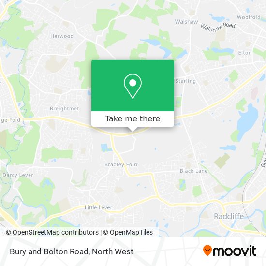 Bury and Bolton Road map