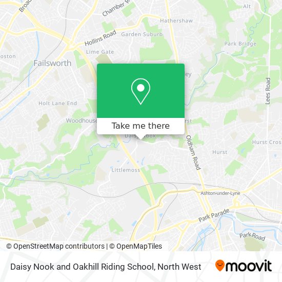 Daisy Nook and Oakhill Riding School map