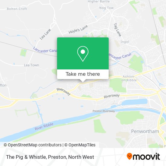 The Pig & Whistle, Preston map