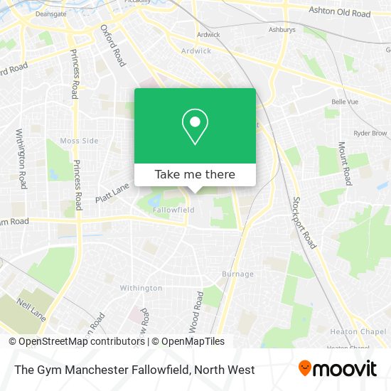 The Gym Manchester Fallowfield map