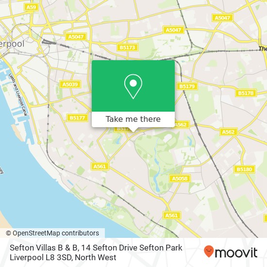 Sefton Villas B & B, 14 Sefton Drive Sefton Park Liverpool L8 3SD map