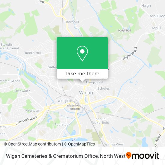 Wigan Cemeteries & Crematorium Office map