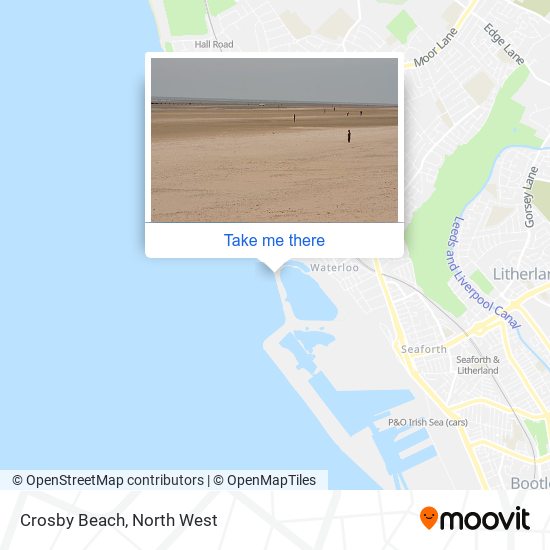 How to get to Crosby Beach by train or bus?
