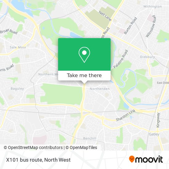 X101 bus route map