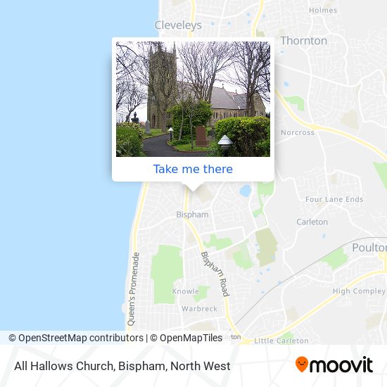 How to get to All Hallows Church, Bispham in Blackpool by bus or train?