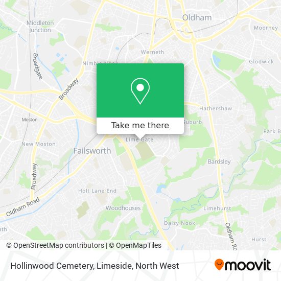 Hollinwood Cemetery, Limeside map