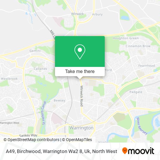A49, Birchwood, Warrington Wa2 8, Uk map
