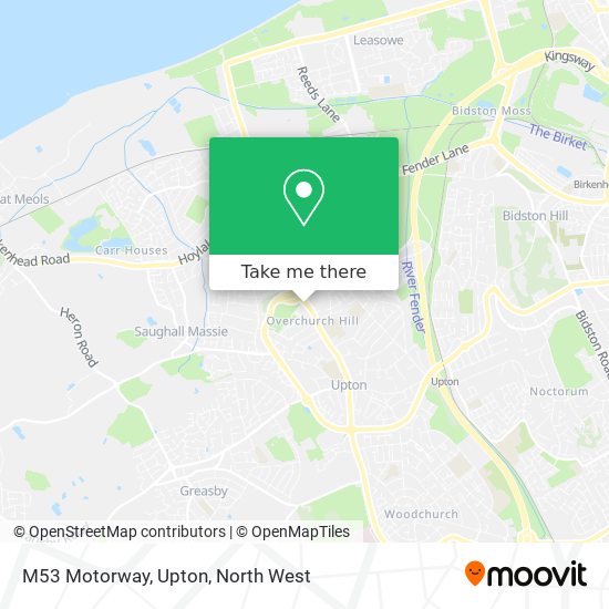 M53 Motorway, Upton map
