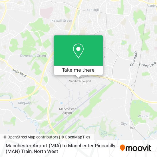 Manchester Airport (MIA) to Manchester Piccadilly (MAN) Train map