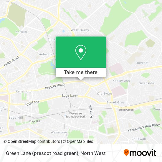 Green Lane (prescot road green) map