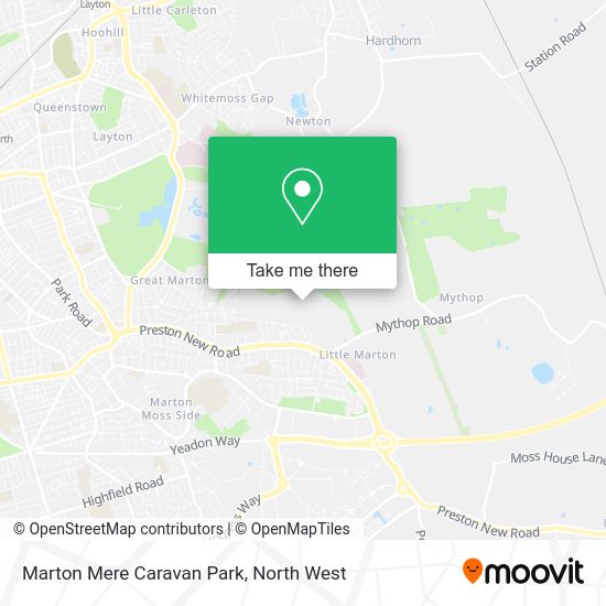 How to get to Marton Mere Caravan Park in Blackpool by bus or train?