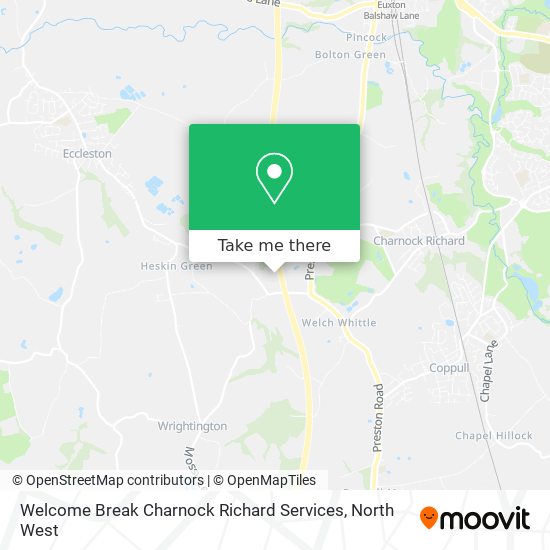 Welcome Break Charnock Richard Services map
