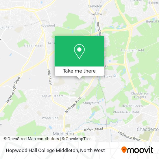 Hopwood Hall College Middleton map