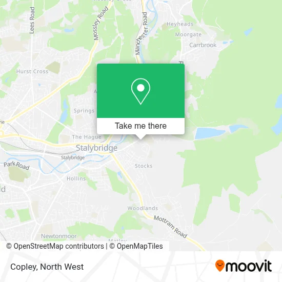 Coplay Map How to Get to Copley in Stalybridge by Bus or Train?