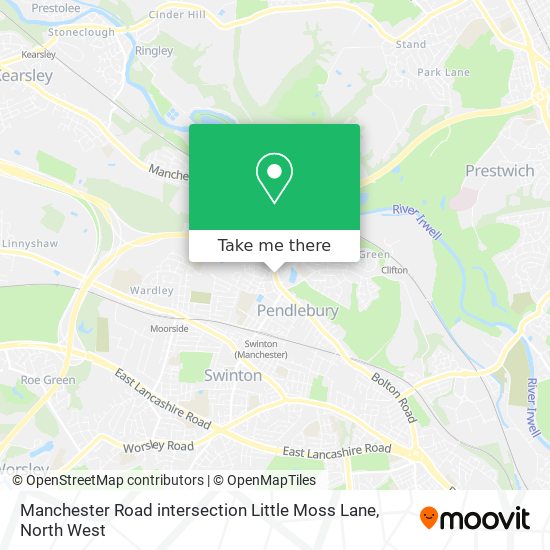 Manchester Road intersection Little Moss Lane map