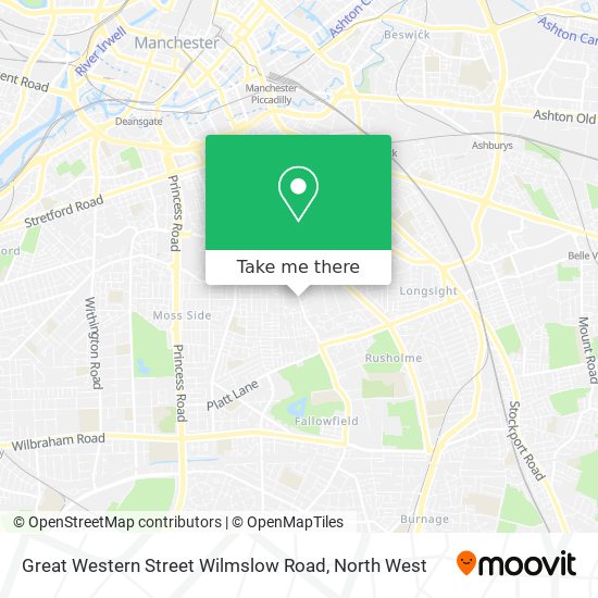 Great Western Street Wilmslow Road map