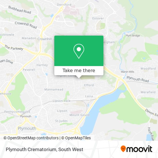 Plymouth Crematorium map