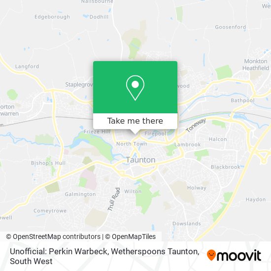 Unofficial: Perkin Warbeck, Wetherspoons Taunton map