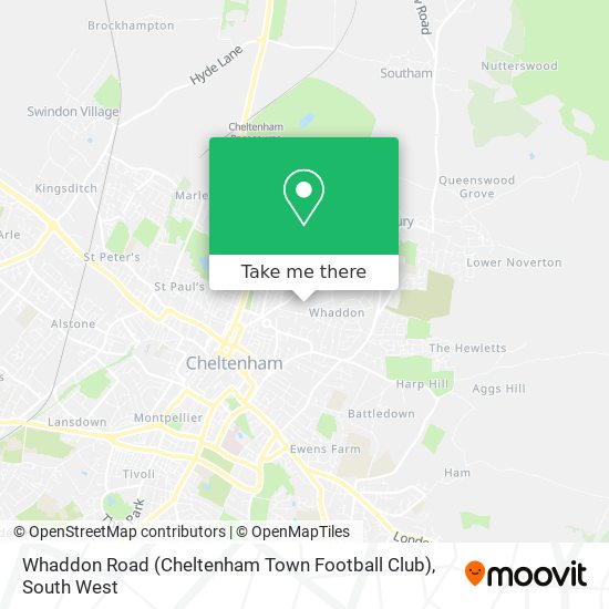 Whaddon Road (Cheltenham Town Football Club) map