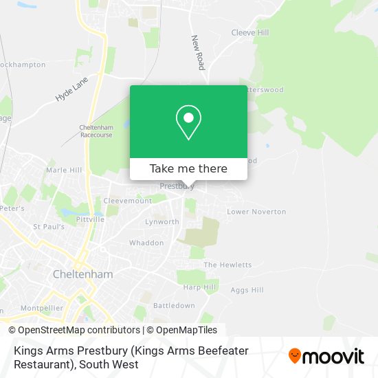 Kings Arms Prestbury (Kings Arms Beefeater Restaurant) map