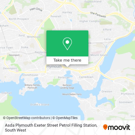 Asda Plymouth Exeter Street Petrol Filling Station map