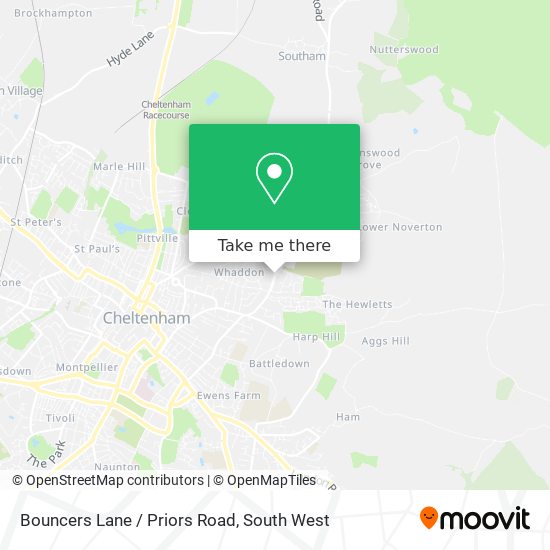 Bouncers Lane / Priors Road map