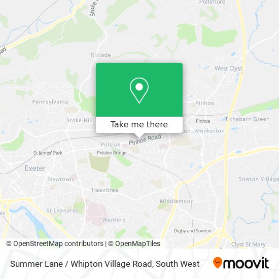 Summer Lane / Whipton Village Road map