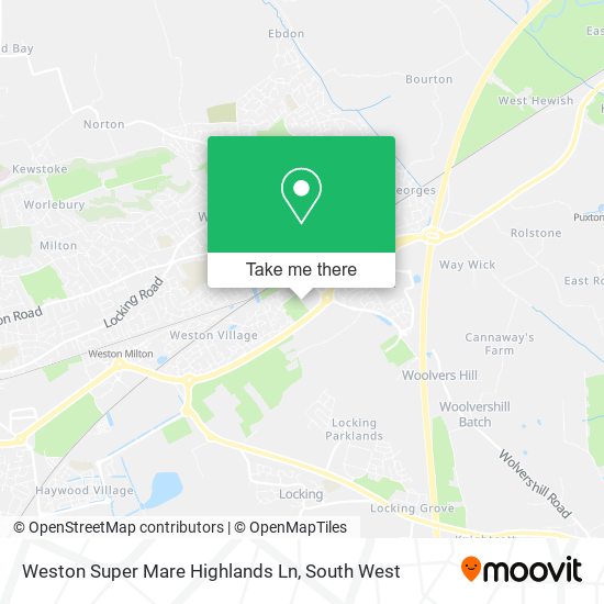 Weston Super Mare Highlands Ln map